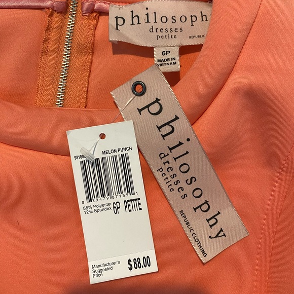Philosophy Melon Punch Structured Scuba Dress Size 6P - Picture 6 of 8